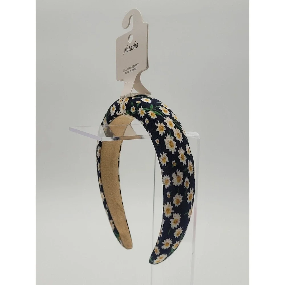 NWT Natasha Headband Navy Blue Daisies‎ Flowercore Bloomcore Romantic Cottage